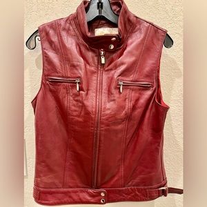 Women’s vintage, Margaret, Godfrey, red leather, Moto vest, small